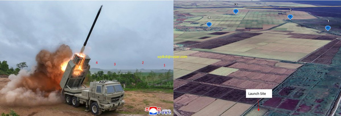 Blackeyesko's tweet photo. I estimated the location of North Korea's missile launch on May 26 using distinctive features visible in the released imagery.
The site appears to be Udong-do (near Ilhae-ri, Jeongju-si, North Pyongan Province).
Google Earth currently does not yet show the breakwater under construction, which makes this spot easy to overlook in geolocation efforts.

Coordinates: 39.522470°N 125.273136°EKey matching evidence across the images includes:
• the breakwater under construction
• the wide, horizontally extending mudflat in front of the launch area
• the opposite coastline visible across the sea
• four distinctive protruding island-like features on the reclaimed land beside the site.

#OSINT #Geolocated #GEOINT #SatelliteImagery #NorthKorea #NorthKoreanMissile #MissileLaunch #GoogleEarth #Sentinel2 #Copernicus