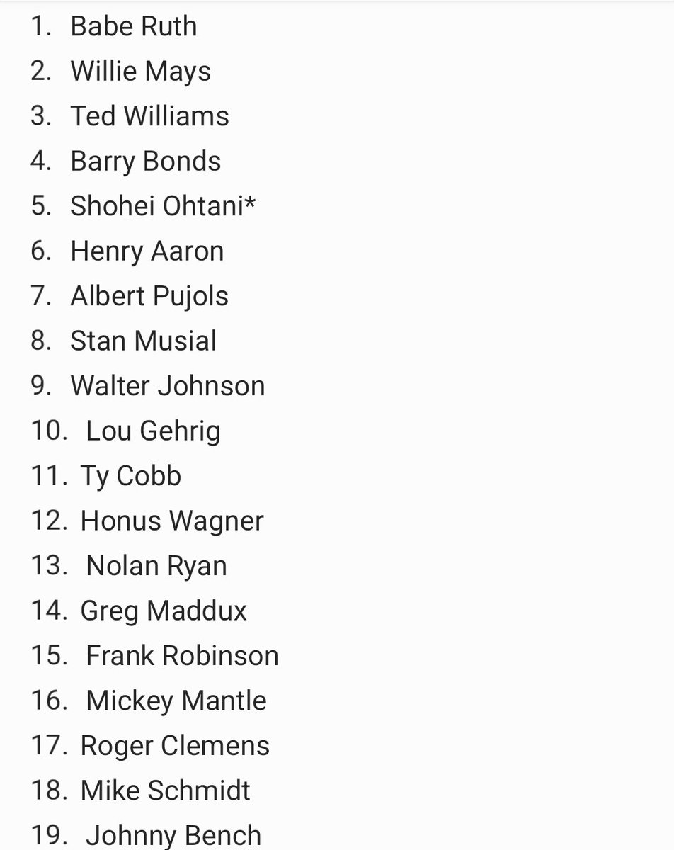 NotoriousBLJ's tweet photo. @VinnysCorner1 Ahh, I'd do something more like this off the top of my head. Removed players who I thought were a bit overrated or who simply didn't stay on the field enough. I debated Clemente/Rose/Morgan/Griffey/Ichiro but including every variable I went Ichiro despite being a Reds fan. https://t.co/yVqU2XGBJ3