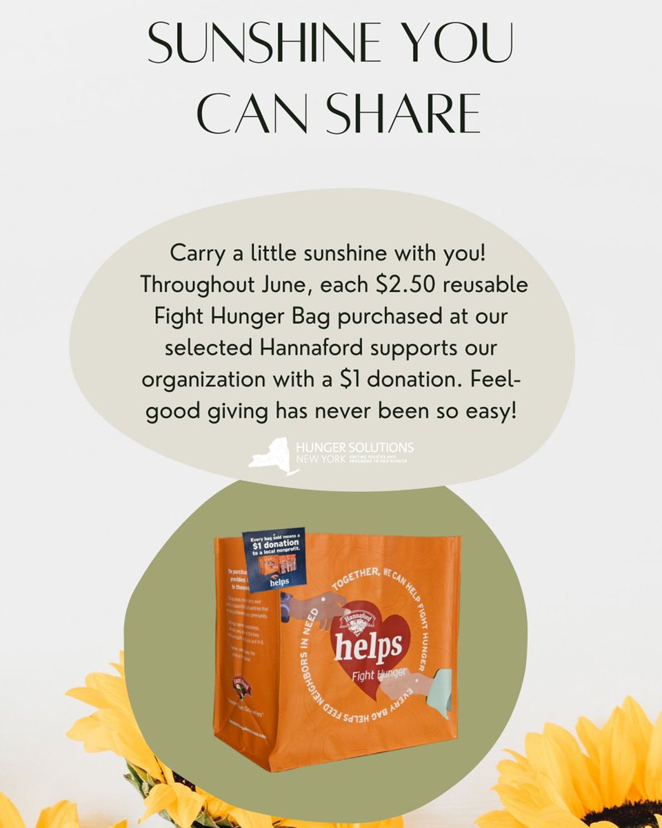 NewYorkHunger's tweet photo. Enjoy the summer sunshine while supporting our important work! 

Visit one of the following locations in June to purchase your Fight Hunger Bag:
🌻19 Clifton Country Rd, Suite 16, Clifton Park, NY
🌻45 Hadjis Way, Lake Placid, NY
🌻21110 US Route 3, Watertown, NY https://t.co/GB3NR83xqM