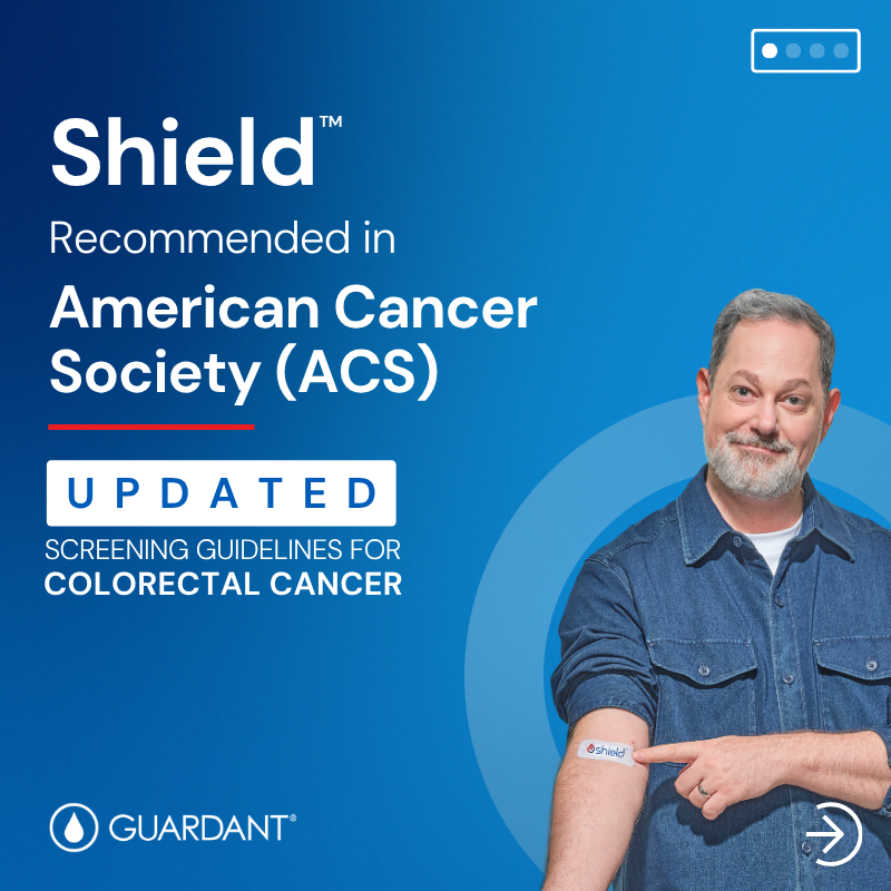 GuardantHealth's tweet photo. In a major update published this morning, @AmericanCancer now includes our Shield™ blood test in its #ColorectalCancer screening guidelines — recognizing blood-based screening as a new option to help expand access and increase screening participation.

More than 50 million eligible Americans are still not up to date with CRC screening, despite established screening methods being available for decades. The updated guidelines acknowledge the opportunity for blood-based screening to help reach people who might otherwise go unscreened and close the screening gap.

More: https://t.co/2v56RrRLjD