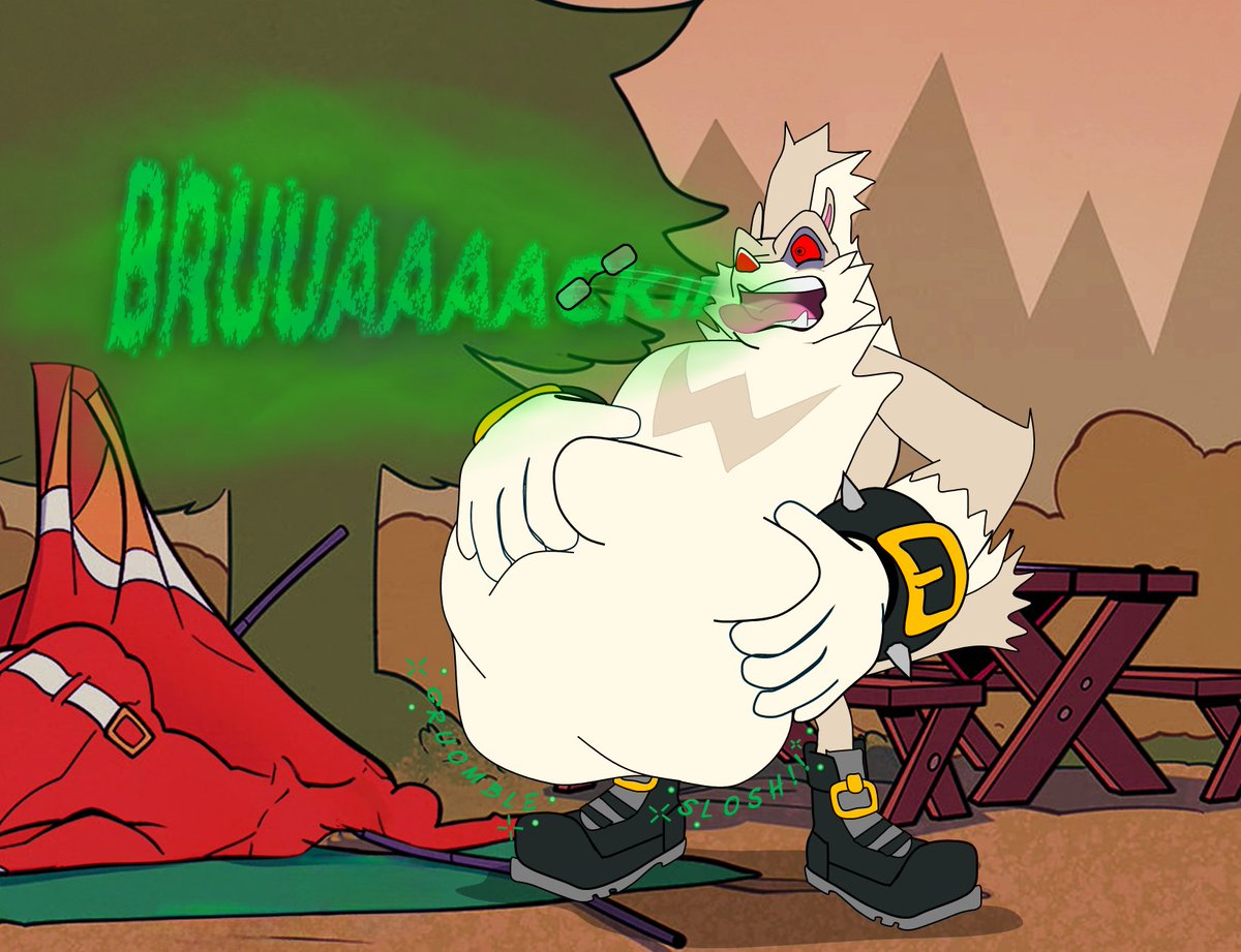 ursa261's tweet photo. After deciding to camp out with Tumble and wanting to spend time with  one of my fav skunks, he seemed to wake up veeery hungry. And so he  helped himself to the very filling meal sleeping right beside him, me.  Seems that even friends of his aren't off the menu! 😳
🎨 @Vorefan16 https://t.co/IGafjd6lhB