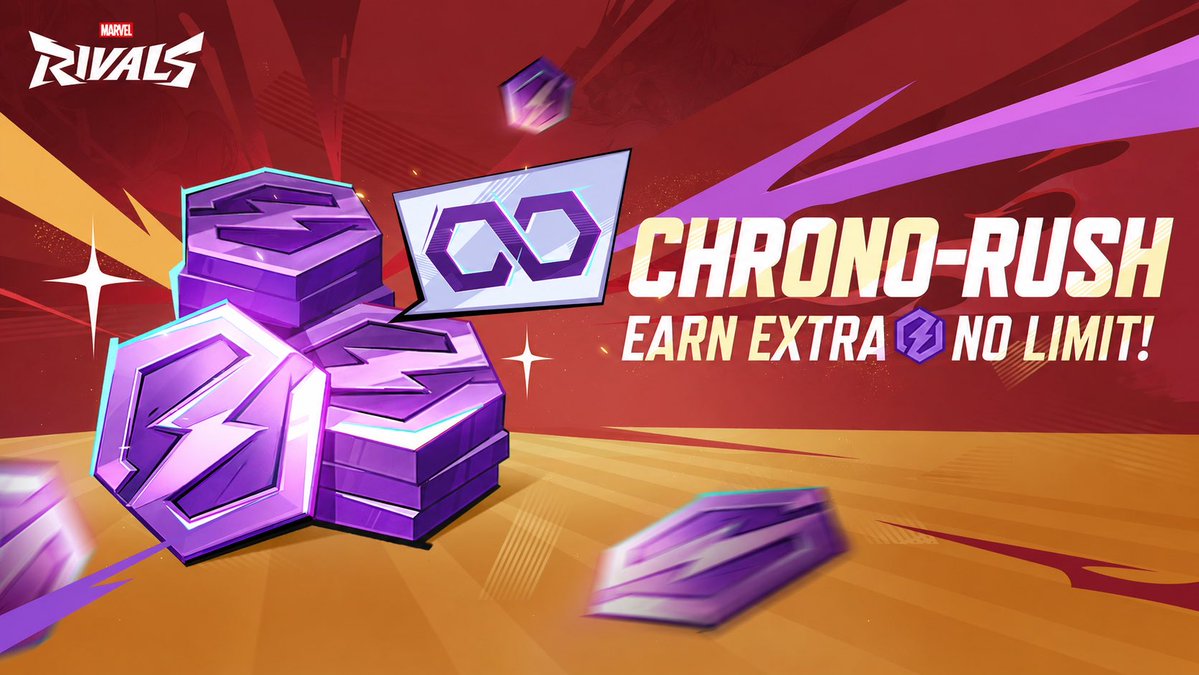 RIVALS_Status's tweet photo. A TVA está trabalhando sem parar! O evento Chrono-Rush começa neste fim de semana. Jogue partidas e acumule Chrono Tokens, sem limite de quantos pontos você pode ganhar! Quanto mais você jogar, mais você ganha! 

#MarvelRivals https://t.co/1g8lqIrdOe