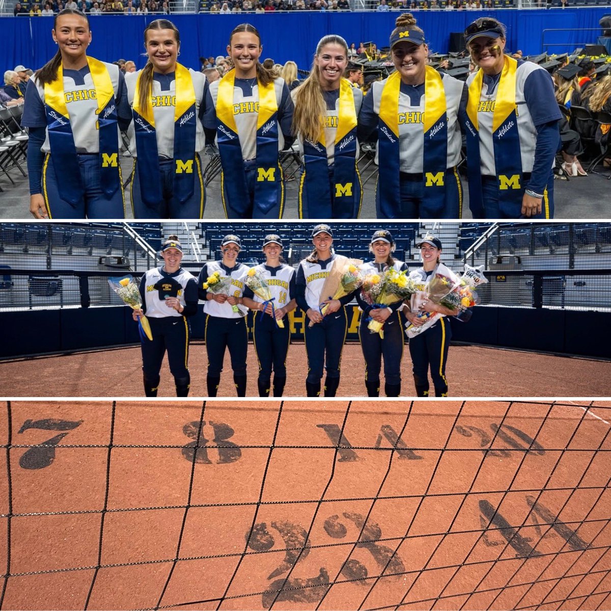 BenMace's tweet photo. As the season ends for @umichsoftball #Team49, a BIG “Thank you for coming to Michigan!” to seniors @lillyvallimont , Maddie Erickson, @AveryFantucci @janelleilacqua @IndianaLangford @MadilynnRamey. It was a pleasure to watch you play and get to know you during your time in Ann Arbor. Congrats again on winning 2 Big Ten Tournament Championships (2024 & 2025) during your time in the maize & blue. We’ll be cheering for you in all you do! Forever #GoBlue! 〽️🥎

As we reflect on #Team49, it’s time to look ahead to #Team50 and the leadership seniors @conway_jenissa @e_stephenson25  @erinhoehn12 @GabbyEllis3 @LexiDellamonica @regannebennett will bring day in & day out. Have a great summer! See you in the fall at #TheHutch! #GoBlue 〽️🥎🟡🔵

Photo credits: Michigan Softball