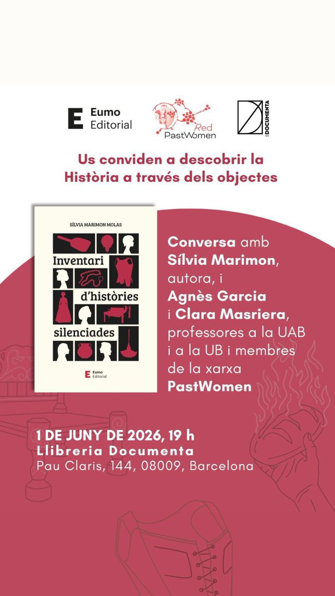 MontseAyats's tweet photo. Iep, gent del món de la historiografia dilluns 1/6 teniu una cita a @DocumentaBCN amb la @SMarimonMolas i l’Agnès Garcia i la Clara Masriera de #PastWomen 👇👇👇 #InventariHistòriesSilenciades @Eumo_Editorial https://t.co/nAbpar4PpI