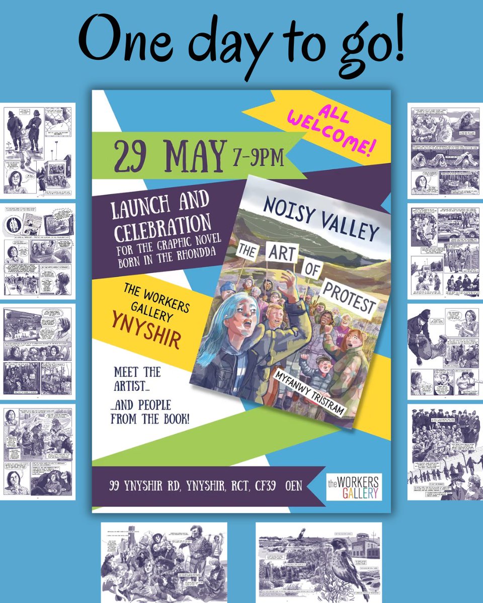 SelfMadeHero's tweet photo. Can you hear it? As if the Rhondda wasn't loud enough!
Tomorrow marks a special return of @mockduck to the Workers Gallery in Ynyshir, where her debut graphic novel #NoisyValley was born! 🪧📢

🔗 https://t.co/zME88I5ali

#selfmadehero #protest #indiecomics #graphicnovel https://t.co/8PCYP9mZBh
