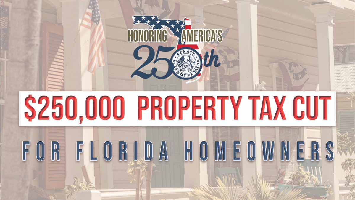 Sen_Albritton's tweet photo. Private property rights are fundamental to the American way of life. I can’t think of a more meaningful way to celebrate America’s 250 than the passage of $250,000 in tax relief for every Florida homeowner! 🇺🇸🍊
https://t.co/xqBiMBubvZ https://t.co/GIfyDWEWXs