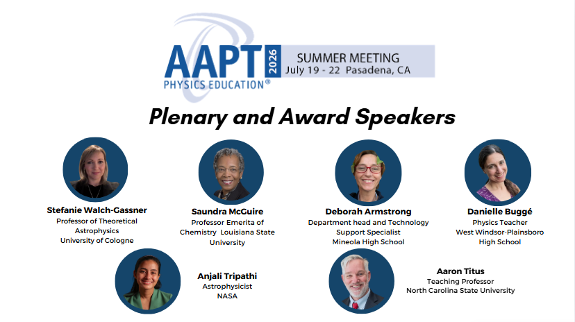 AAPTHQ's tweet photo. You won’t want to miss the awesome lineup of Plenary and Award Speakers for #AAPTSM26! Make sure to add these amazing speakers to your meeting schedule. Learn more ➡ https://t.co/u2ZG7Wkfu2 #AAPTConference #AAPTMeeting #PhysicsEducation #PhysicsTeachers https://t.co/0VwVyhzE5K