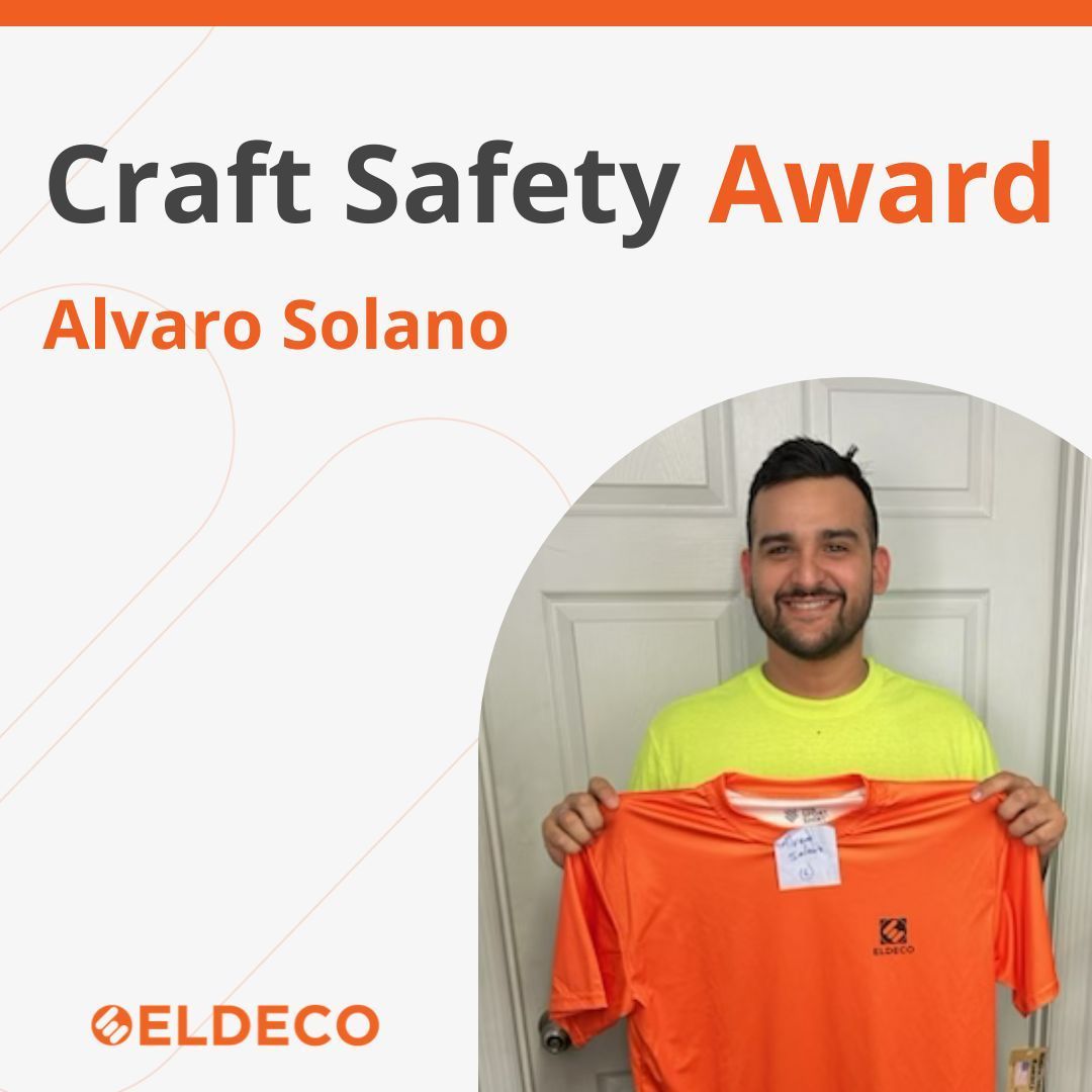 EldecoInc's tweet photo. Congrats to our recent Craft Safety Award honorees, Alvaro Solano and Caleb Pouncy!  Thanks for all you do to #LiveSafeWorkSafe.  #EmployeesofEldeco #OurPeople https://t.co/le3bsgy3G8