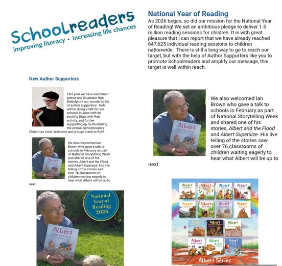 IanBrownTV's tweet photo. Delighted to support #literacy #charity @Schoolreaders helping youngsters with reading skills + confidence especially in #NationalYearofReading. Lovely piece in their spring newsletter with #ALBERTthetortoise alongside rather ace @RobBiddulph. https://t.co/Olqfb5dRZA
#books https://t.co/KMmoO9eGah