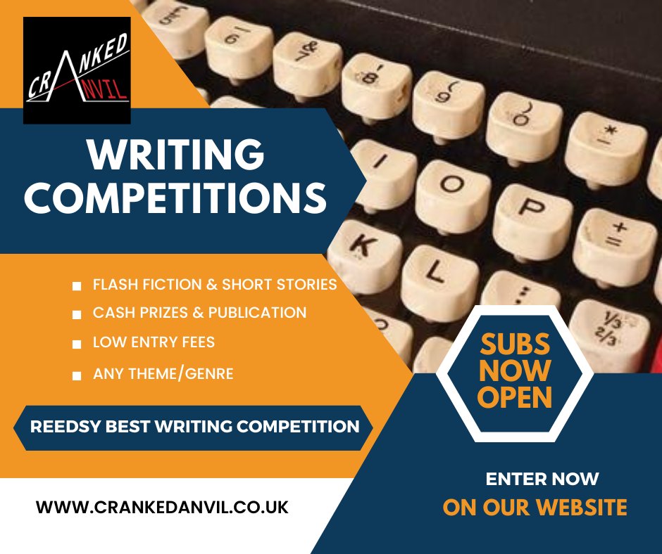 CrankedAnvil's tweet photo. WRITERS Looking for an awesome #WritingCompetition? We have THREE!
#ShortStory #FlashFiction #Playwriting
https://t.co/g1RbpDK3e0
~ Open Internationally
~ Low entry fees
~ A FANTASTIC prize package, including cash prizes
What are you waiting for? GET #WRITING! https://t.co/VPgKGBLaar