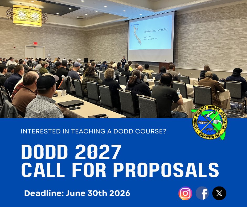 FloridaMosquito's tweet photo. Click https://t.co/iZ02WorSqL to submit your #Dodd2027 course proposal now!
🦟💙💚💛 https://t.co/PQJrkkAOCm