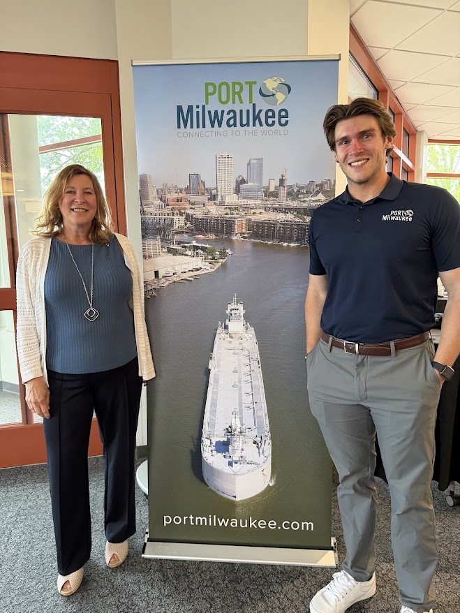 PortMilwaukee's tweet photo. May is #WorldTradeMonth and we were happy to see World Trade Day take place this year after a long hiatus! Port Milwaukee enjoyed the presentations and breakout sessions, as well as the opportunity to connect with old friends and make new acquaintances. Thanks to the event organizers for putting the insightful program together!