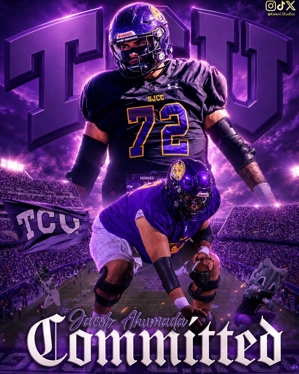 JacobAhumada10's tweet photo. Fort Worth, what’s good!? After great consideration with my family, I have decided to continue my academic and athletic career at Texas Christian University! Thank you God and the coaching staff at TCU for this opportunity! Let’s work!! #GoFrogs #FunkyTown https://t.co/Fxw2QrAjTc