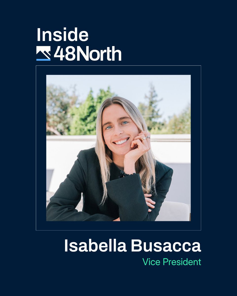 48NorthPartners's tweet photo. Isabella Busacca consistently sets the 48North standard for pushing pace. She lives our core values daily, bringing high energy and genuine care to each client call, conference, and team event. 48North wouldn’t be where we are today without her.

#48NorthPartners #TeamSpotlight https://t.co/wSne3xd6MY