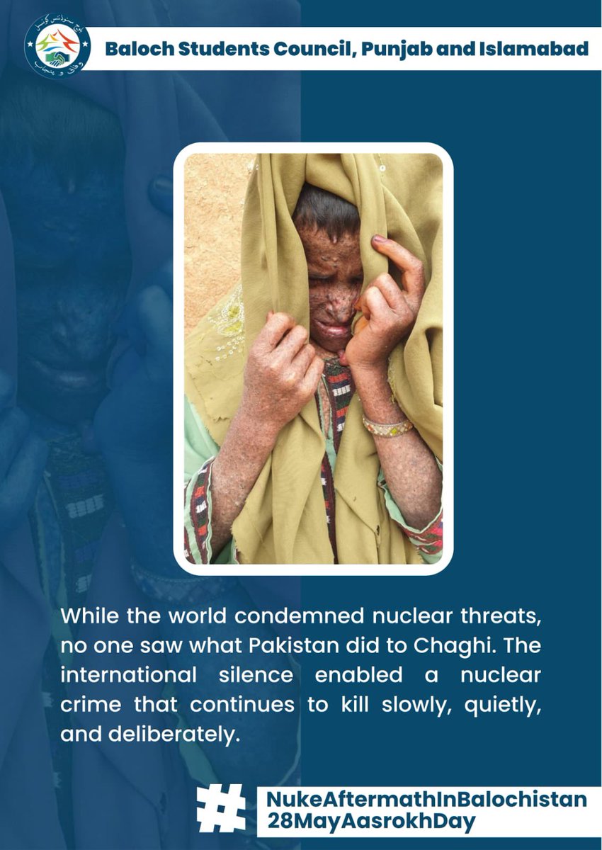 BSCFedAndPu's tweet photo. While the world condemned nuclear threats, no one saw what Pakistan did to Chaghi. The international silence enabled a nuclear crime that continues to kill slowly, quietly, and deliberately. https://t.co/XfdwXasjIT