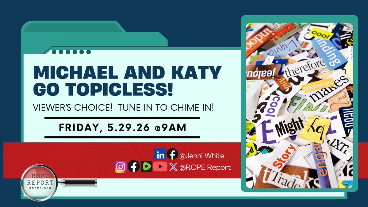 ROPEreport's tweet photo. So many changes to the schedule this month!  So sorry!  But you won't want to miss Katy and Michael going TOPICLESS together this Friday, 5.29!  Be there! https://t.co/jts85lFkqh