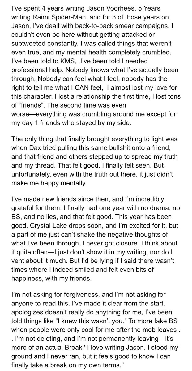 F13THVOORHEES's tweet photo. / / This isn’t one of those “retirement” tweets. I’ve been wanting to get this all out for a very LONG time. 

If anyone would like to keep in touch and has discord you're free to dm me. https://t.co/efd8rgOhzG