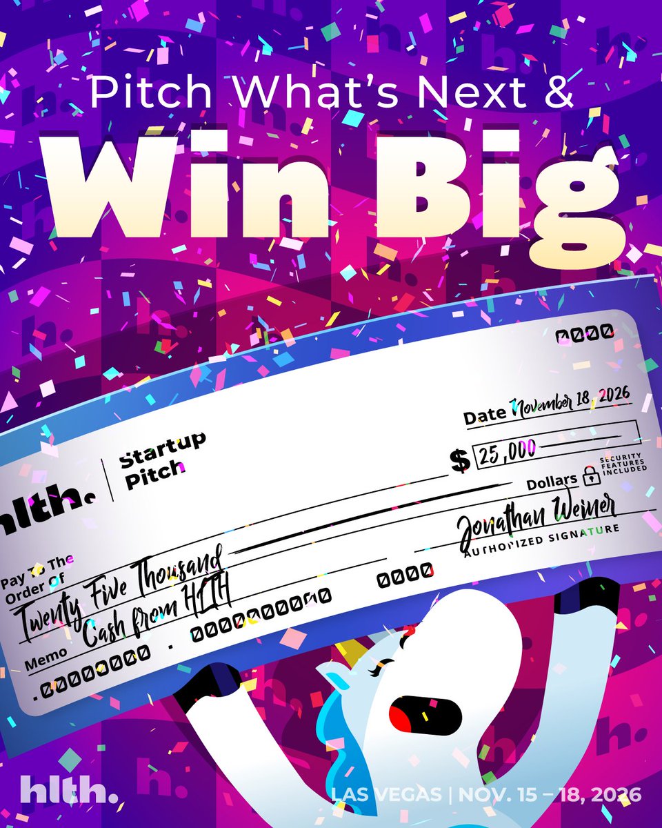 HLTHEVENT's tweet photo. 🚨Applications for the #HLTHUSA 2026 Startup Pitch Competitions are open through June 26.

Featuring competitions in:
▪️AI &amp; digital health
▪️Women’s Health
▪️Health Equity
▪️Longevity &amp; Aging

⏰ Apply early for the best shot: https://t.co/hQDKQPN67U https://t.co/NSXnl2l4h4
