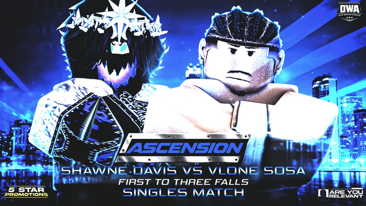 OWAonRBLX's tweet photo. The card is stacked tonight! Check out these 4 massive singles matchups:

Michael Jersey vs Tayler Cataclysm

Shawne Davis vs Vlone Sosa

Zavion Takashi vs Chris Darrien

Unstable Kofi vs Fallen Okami

4 matches. No limits. Witness history tonight at OWA!

#OWA2026 https://t.co/DatxCwUtZI