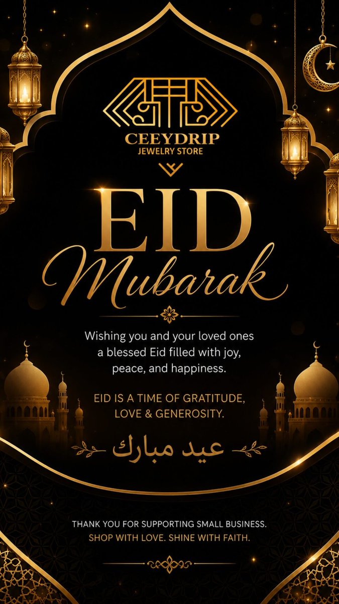 ceeydrip's tweet photo. 🌙 Eid Mubarak to all our Muslim brothers and sisters ❤️.
  Thank you for supporting Ceeydrip Jewelry Store. May joy never depart from your home. https://t.co/g5PYMl0z8i