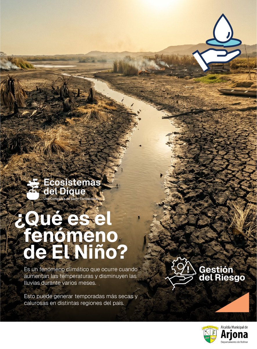 EcodelDique's tweet photo. 🌡️ El fenómeno de El Niño puede generar sequías, altas temperaturas y disminución del agua en ríos y canales.

💧 La prevención y el cuidado del agua ayudan a proteger nuestras comunidades.

#FenómenoDelNiño #GestiónDelRiesgo https://t.co/RPxp3sCskO