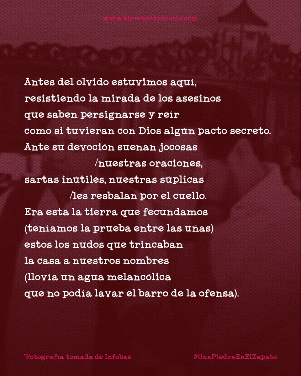 ElProtestodromo's tweet photo. #Llamarada | 🇨🇴 Antes del olvido ❤️‍🔥
Poema de Luz Helena Cordero Villamizar.

#Poesía #Dossier #IvánCepeda #UnaPiedraEnElZapato https://t.co/G5bBkUm6n7