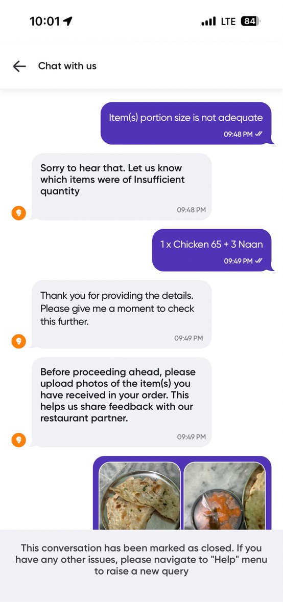 ASinghaniy's tweet photo. why are your listed restaurants make fool to customers. I have ordered food chicken 65 and 3 naan plate but restaurant send one naan in three pics cut and 2 pics chicken 65 and when i want to talk with agent take much more time.  @Swiggy #swiggy @SwiggyCares https://t.co/8HUL42lT08