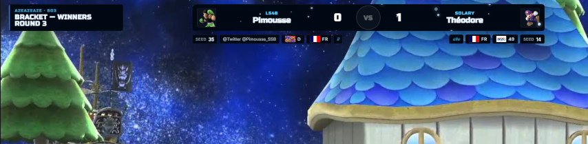 Pimousse_SSB's tweet photo. @Vouigeldy @regelegorila Petit point d'avancé de mon soft de regie pour smash
Voici l'overlay fragmenté.
1. Theme de base ( couleur de personnage ON )
2. Synthwave 
3. Nuit enneigé 
4. Alsace ( Logo Magna arena ) https://t.co/J8ley3DINi