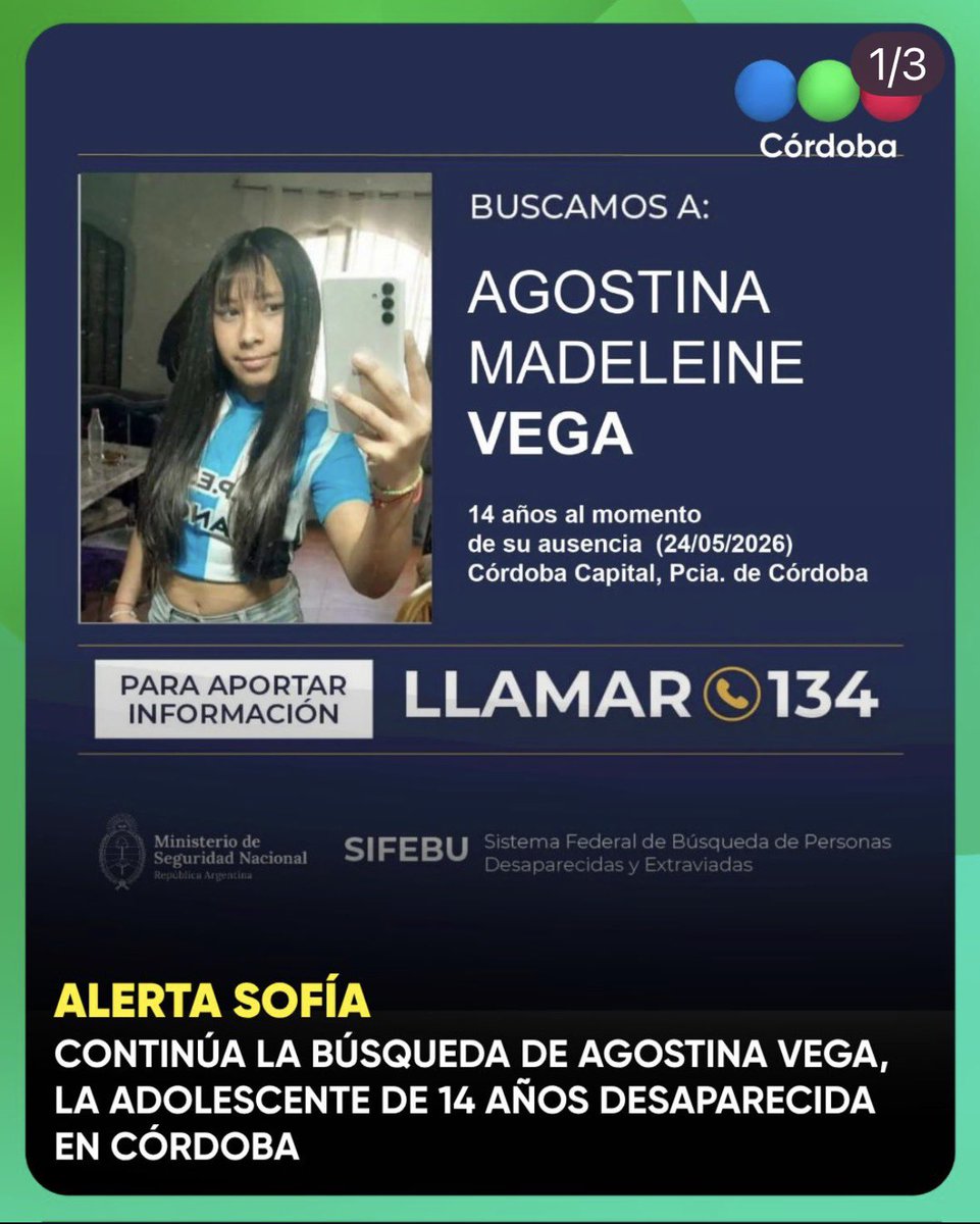 GerardoLopez's tweet photo. Agostina Madeleine Vega
#AlertaSofia https://t.co/xN7v04KrpM
