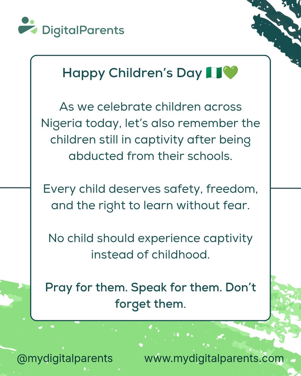 mydigiparents's tweet photo. Happy Children’s Day 🇳🇬💚 https://t.co/ULy6h8Jx2t
