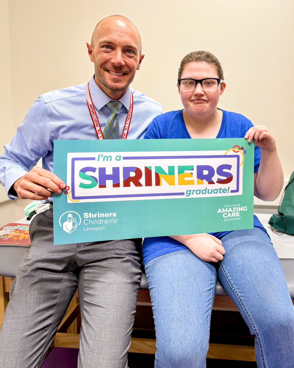 ShrinersLex's tweet photo. Congrats, Jennifer 🥳

She has officially graduated from care! Jennifer has been a patient at Shriners Children’s Lexington since 2013, receiving care for scoliosis. 

We’re so proud of you, Jennifer, and can’t wait to see what the future holds 💚 https://t.co/eV2qIjgMxO