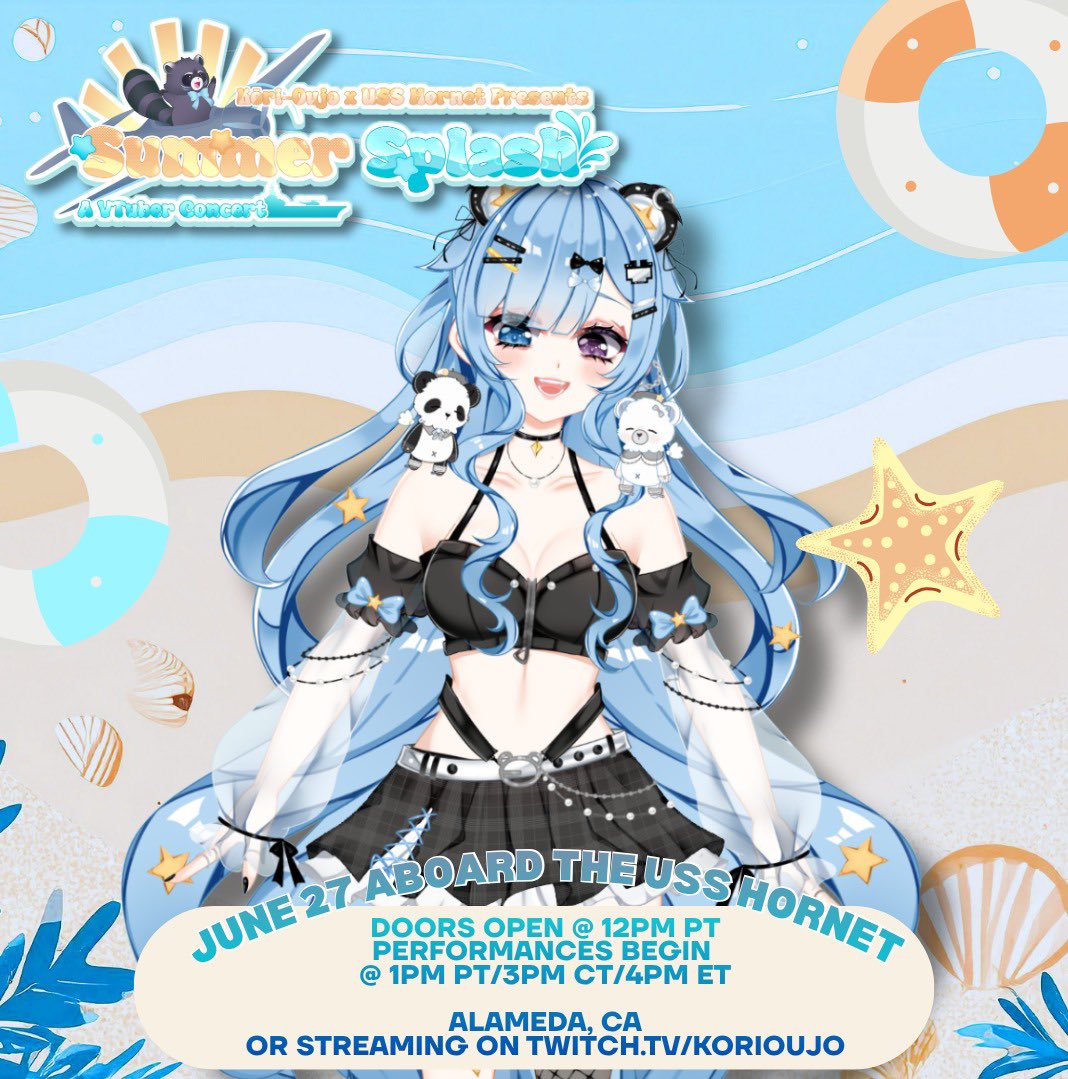 KiraKiraVtuber's tweet photo. 🐼🍉 gao gao~ ✨

i’ll be participating in @korioujo Summer Splash Concert!! i’m super excited for you all to see what we’ve been working on 🩵💫

i’ll be joining the group song “Watermelon Sugar”!! 🍉🎤✨

📅 June 27th - 1pm PT | 3pm CT | 4pm ET

#SummerSplash26 https://t.co/tu45bxzzNf