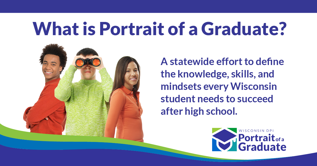 WisconsinDPI's tweet photo. Yesterday, @DrJillUnderly announced Wisconsin’s Portrait of a Graduate initiative.

Portrait of a Graduate focuses on preparing students for real life by emphasizing essential skills such as critical thinking, communication, collaboration, adaptability, and lifelong learning. https://t.co/8f54WaEUYC