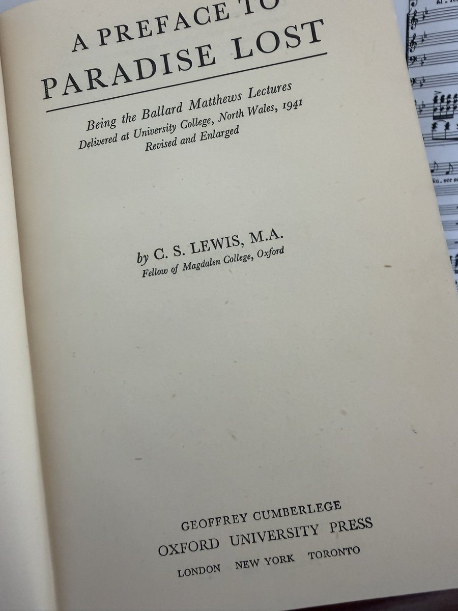 grahamscheper's tweet photo. Incredible find - in my barbershop of all places I see this first edition of Lewis’s Preface to Paradise Lost. I’ve been looking for this online for how long, and there it is, sitting in a barbershop as decor!

I asked how much I could buy it for and he gave it to me for free 😭 https://t.co/GKmmnWbJdK