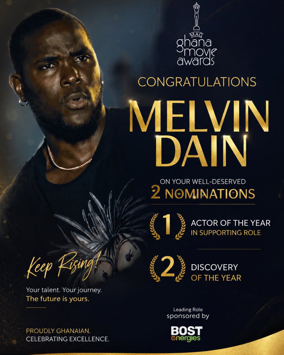 MelvinDain's tweet photo. Humbled @ghanamovieawards For The Nomination &amp; Recognition 🥹🙏🏻. 

Thank You @anibokstudios For Creating This Project and Your Continuous Efforts To Push This Film Worldwide 🙏🏻.

#melvindain #actoroftheyear #workingactor #ghmovieawards https://t.co/ozi4sbGU7r
