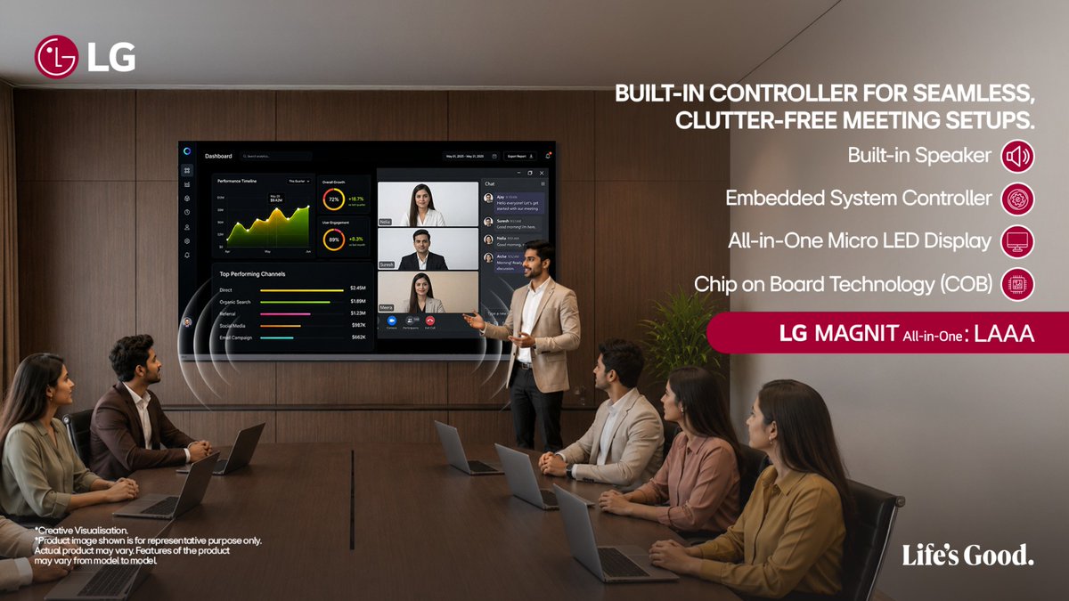 LGIndia's tweet photo. All-in-one Micro LED with integrated audio and control.
Know More - https://t.co/YJjcbDU46E
#LG #LGIndia #LifesGood #LGMAGNIT #DisplaySolutions #MeetingRoom #CorporateTech #IntegratedSolutions #Innovation https://t.co/dkhtAIdycq