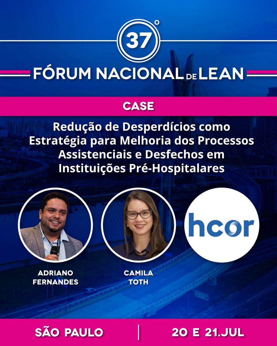 grupolean's tweet photo. REDUÇÃO DE DESPERDÍCIOS COMO ESTRATÉGIA PARA MELHORIA DOS PROCESSOS ASSISTENCIAIS E DESFECHOS EM INSTITUIÇÕES PRÉ-HOSPITALARES

📌 37º Fórum Nacional de Lean – São Paulo
🗓️ 20 e 21/Jul/26
🌐 Inscrições e informações: https://t.co/4sY2tPOrBN https://t.co/Nk2ZiCRz4n