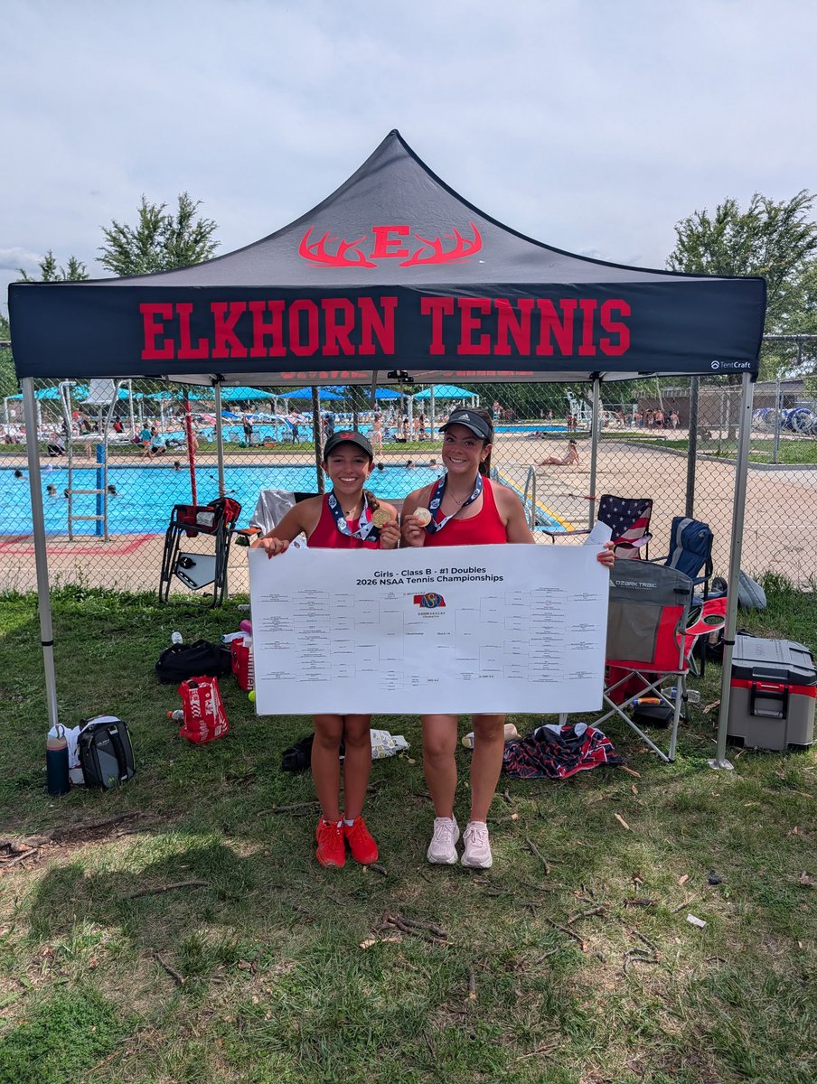 EHS_Activity's tweet photo. 🏆 State Tennis Championships 🏆

Congratulations again to our #1 Doubles team Ruby L &amp; Ella H &amp; coaches on your State Championship!! 

Can’t wait to add these two to the EHS State Champions Wall! @Antler_Tennis https://t.co/FLpaQK7se4