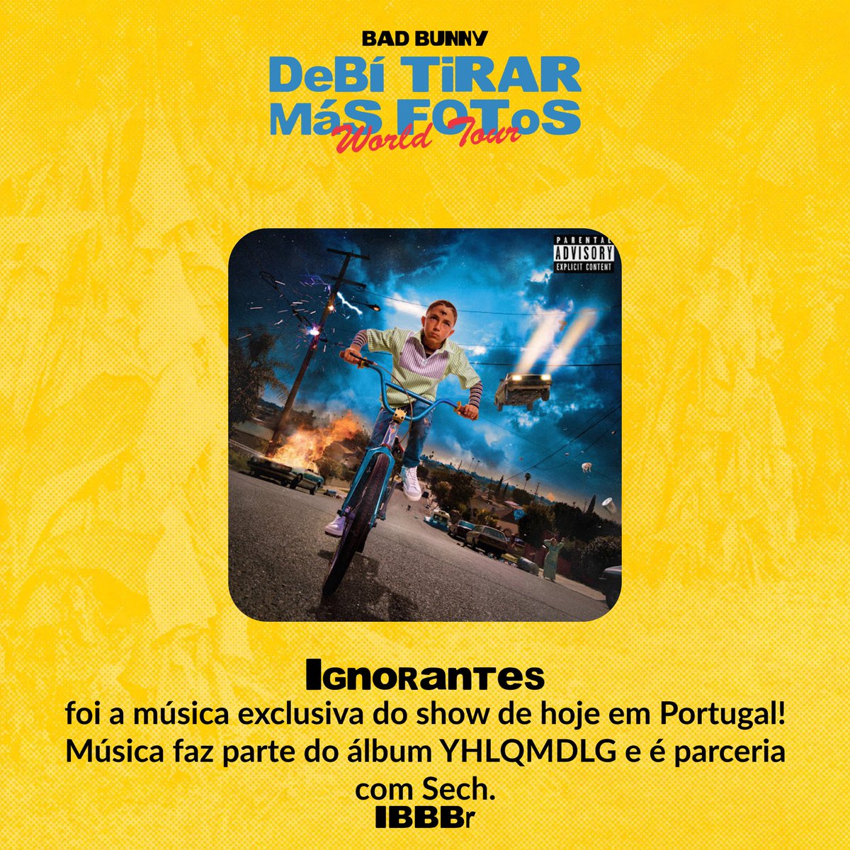 InfoBadBunnyBR's tweet photo. ESSA A GENTE PERDEU! “Ignorantes” foi a música exclusiva de hoje na segunda e última noite da “DeBÍ TiRAR MáS FOToS World Tour” em Lisboa, Portugal. Bad Bunny e Sech performaram juntos. https://t.co/2n1DUSVYZF