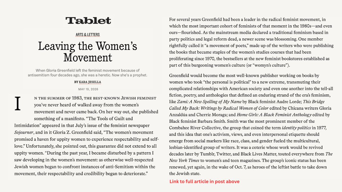 DocEmet's tweet photo. Antisemitism in the women’s movement? Read “Leaving the Women’s Movement” in @tabletmag by @karajesella featuring producer, director and writer Gloria Greenfield: https://t.co/okhuNP3afH https://t.co/Vhxsu9j081
