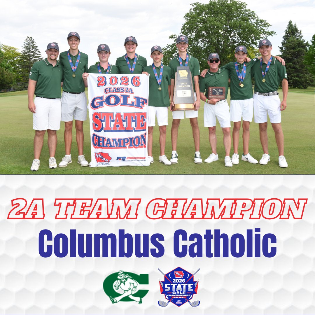 IHSAA's tweet photo. 🏆CLASS 2A GOLF CHAMPIONS🏆
Team: Columbus Catholic
Individual: Judd Jirovsky, Grundy Center https://t.co/3DqAuykatj