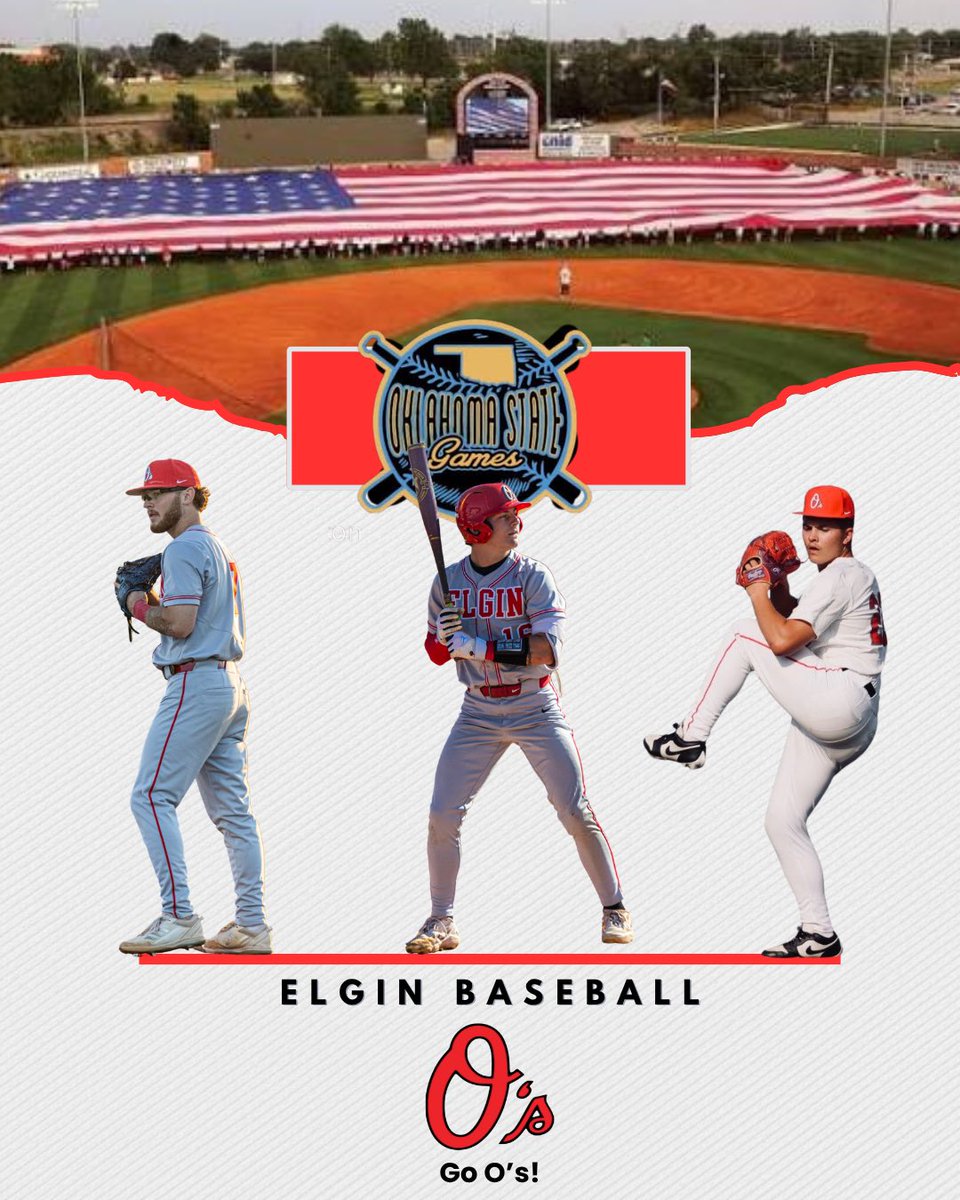 ElginBaseball's tweet photo. Congratulations to @JaxonSoutherla3 , @kason_meyer , and @Kade552717 on being selected to the 2026 Oklahoma State Games! Go O’s!🦉 #FWU https://t.co/5nPJa9DS26
