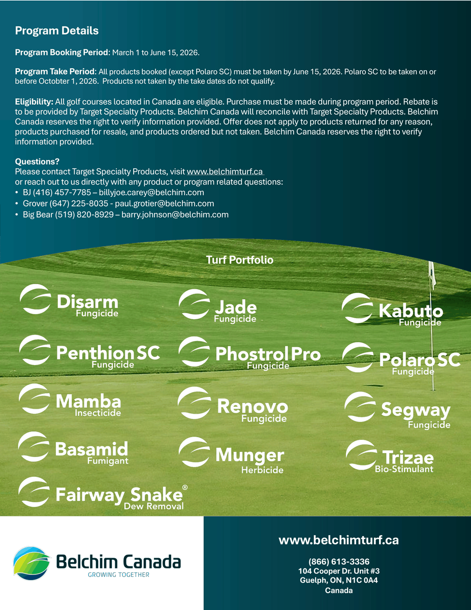 TargetSpecCan's tweet photo. Spring is here, is your turf ready? ⛳️

The Growing Together Savings Program is in full swing! 
✅ Up to 10% total savings
✅ $150 rebate per jug on Mamba Insecticide
✅ Up to $300 savings per jug on Disarm Fungicide

Reach out to your rep today to secure your booking! https://t.co/pbOXWBqvDa