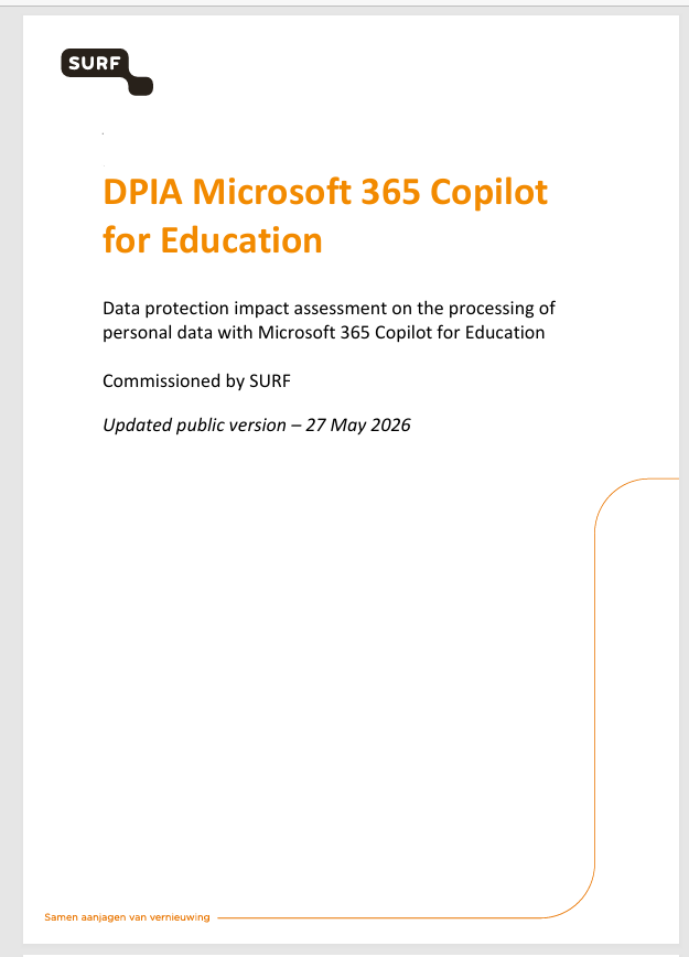 montezumachavez's tweet photo. SURF published the updated Data protection impact assessment on the processing of personal data with Microsoft 365 Copilot for Education. See https://t.co/gW5allhhzU. https://t.co/szcJP1Cawj