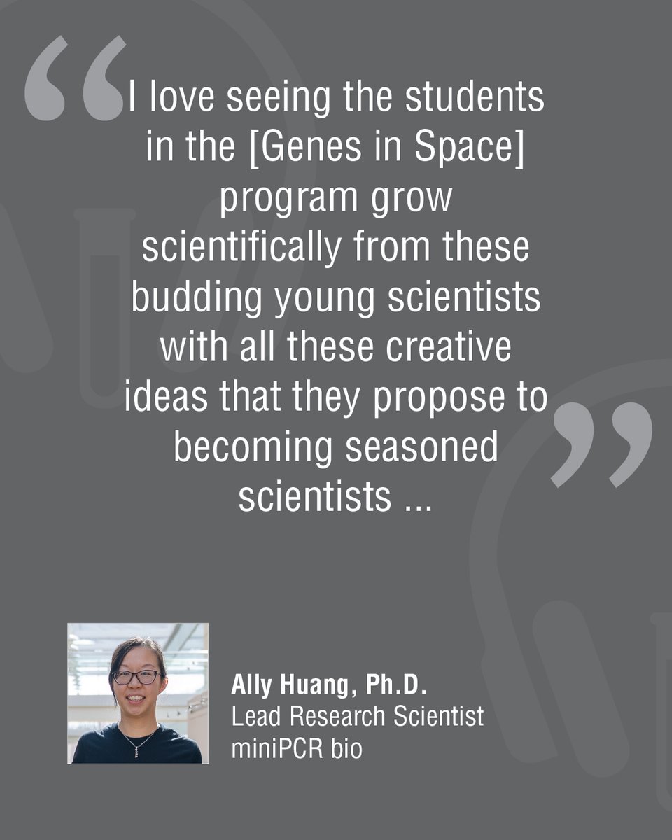 NEBiolabs's tweet photo. 2025 @genesinspace contest winner Nitya Johar is #shapingscience through her experiment about codon usage bias. In this podcast, Nitya, her mentor Marissa Morales, and @miniPCR bio lead research scientist Ally Huang, Ph.D., talk about Nitya's experiment and the Genes in Space program: https://t.co/tTeU6Vfpf5
