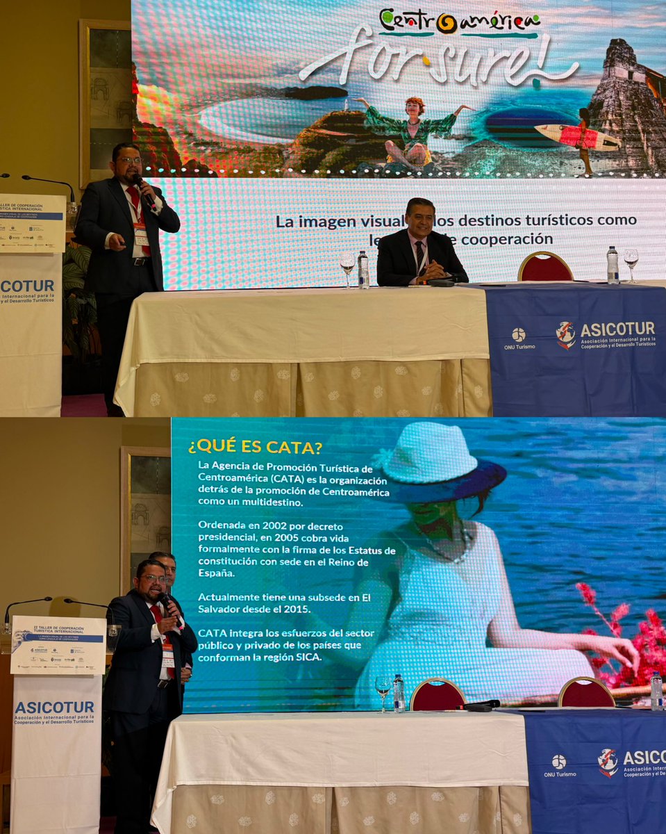 CATA_AgenciaCA's tweet photo. Durante el II Taller de Cooperación Turística Internacional, se desarrolló el panel “Identidad compartida: estrategias visuales en la promoción turística transnacional”, un espacio de reflexión sobre el poder de la narrativa visual y la construcción de identidad en la promoción de destinos.📌🗺️

Durante el panel participó Boris Iraheta, quien compartió la experiencia de cómo #Centroamérica articula una estrategia de promoción conjunta en mercados internacionales, apostando por una narrativa regional que integra multidestino, identidad compartida y acciones colaborativas para fortalecer el posicionamiento turístico de la región.🌎