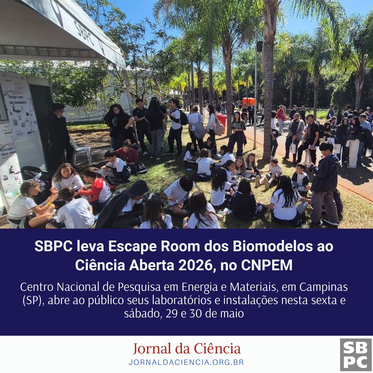SBPCnet's tweet photo. SBPC leva Escape Room dos Biomodelos ao Ciência Aberta 2026, no CNPEM

Leia no #JornalDaCiência:
https://t.co/ygfTYbU0NT https://t.co/6nxFHzGv4M