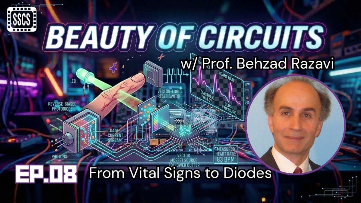 SSCSociety's tweet photo. "Isn't that beautiful?" - Behzad Razavi⚡

How does a wearable track your heartbeat? It samples your blood vessels every 0.4ms using a reverse-biased photodiode. Deconstruct medical hardware in Ep. 8.

📺 Watch: https://t.co/xVVY14g4eY

#IEEE #MedTech #CircuitDesign #BehzadRazavi https://t.co/lEXcsPlFWw
