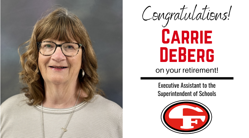 CF_schools's tweet photo. After 25 years of dedicated service to CF Schools, the GOAT of the admin building, Carrie DeBerg, is retiring as Executive Assistant to the Superintendent! Wishing her all the best as she looks forward to traveling and spending more time with family and grandchildren. ❤️ https://t.co/zL7CQhgpYV