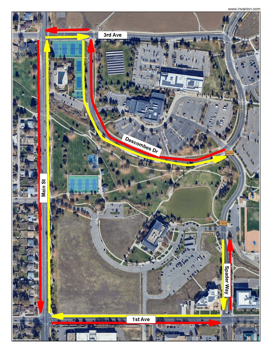 broomfield's tweet photo. Spader Way in Broomfield is closed between Community Park Rd &amp; Descombes Dr. following the failure of a 20" reclaimed water mainline. It will likely remain closed for several days for repairs. Detours &amp; sidewalk closures are in place. Find updates at https://t.co/x7dLMDRYic https://t.co/3d46QWVZsL